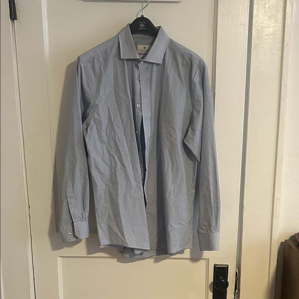 Ryan Seacrest Distinction Blue Checkered Dress Shirt